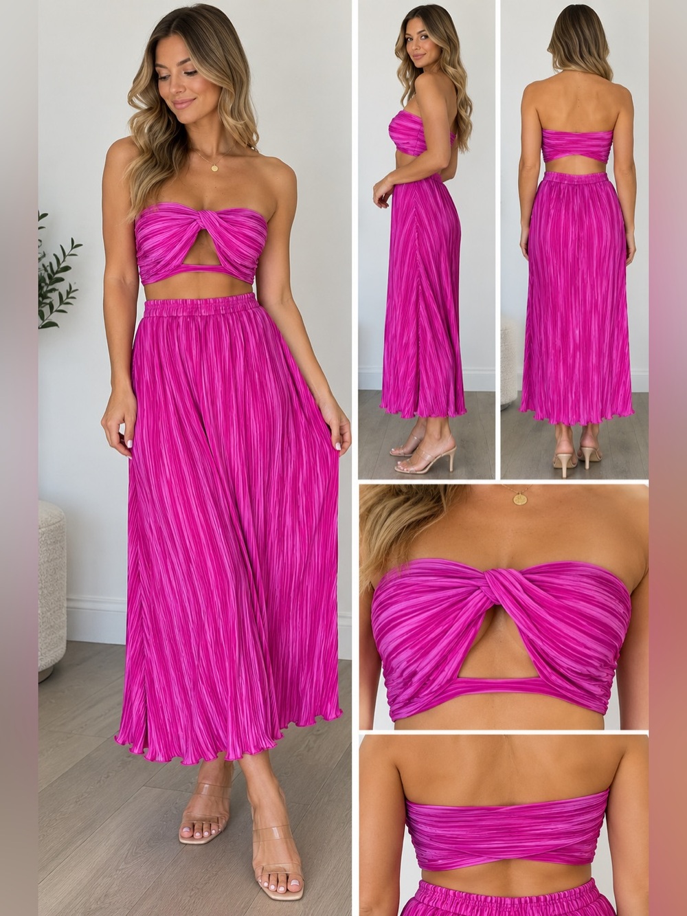 SHEIN Pink Pleated 2 Piece Set | Size L